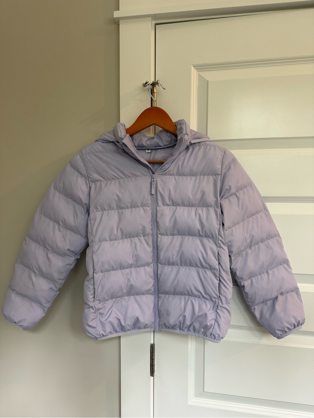 Kids UNIQLO Light Purple Puffer Jacket with Hood